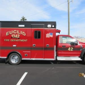 Village of Highland Hills Fire Department, Highland Hills Ohio, Cuyahoga County. 2020 Ford F450 4×4 Life Line Type 1 Victoryliner Ambulance. Salesperson Derek Shaffer